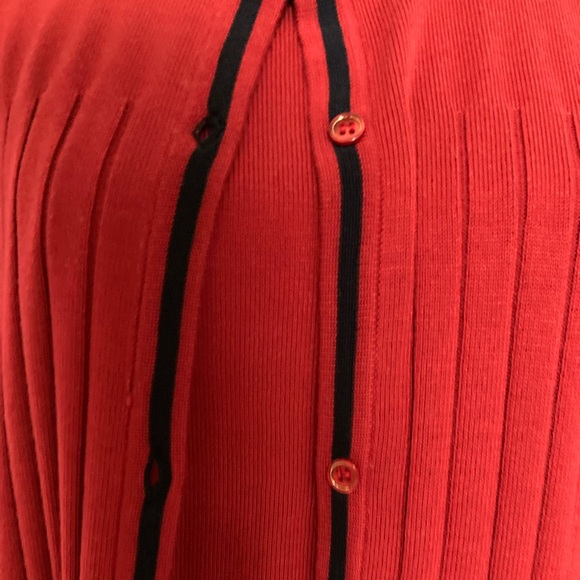 NWT Kim Rogers Red & Navy Blue Trim Sweater Size XL - Picture 6 of 9